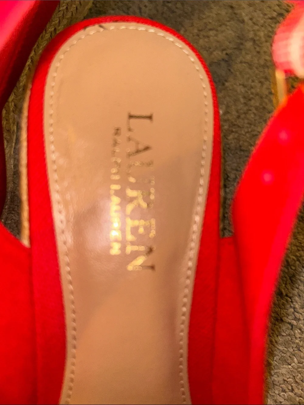Lauren Ralph Lauren NWOB Bright Red Slingback Espadrille Wedge Sandals Size 9